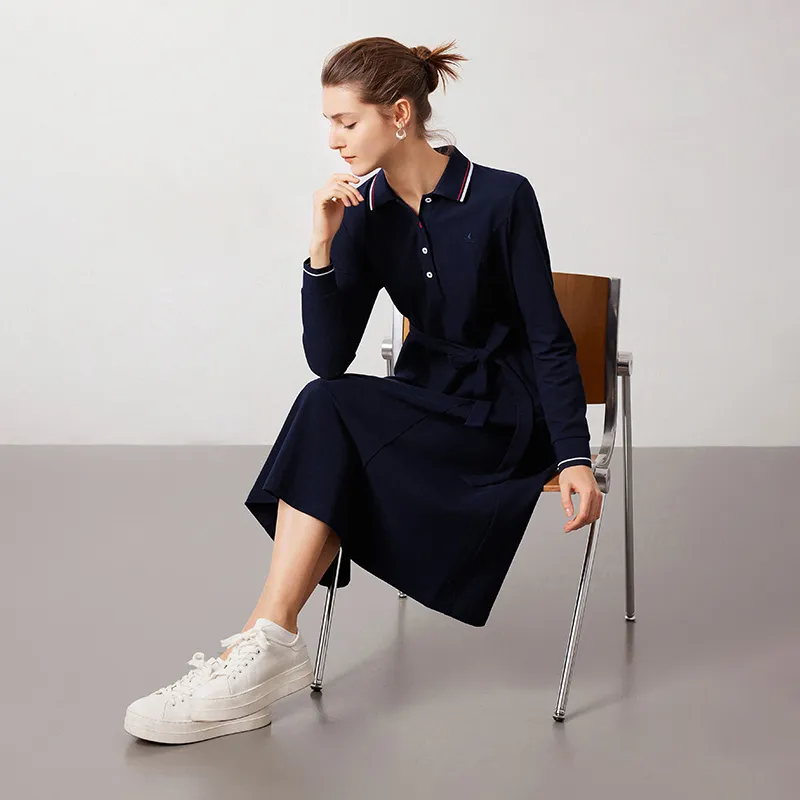 NAVIGARE Long Sleeved Dress Women's Marine Blue-4