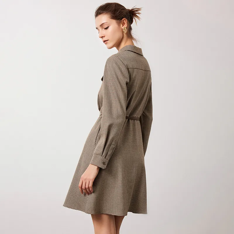 NAVIGARE Long Sleeved Dress Women's Oat Coffee/Black-6