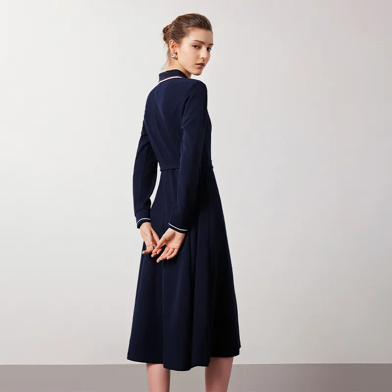 NAVIGARE Long Sleeved Dress Women's Marine Blue-6