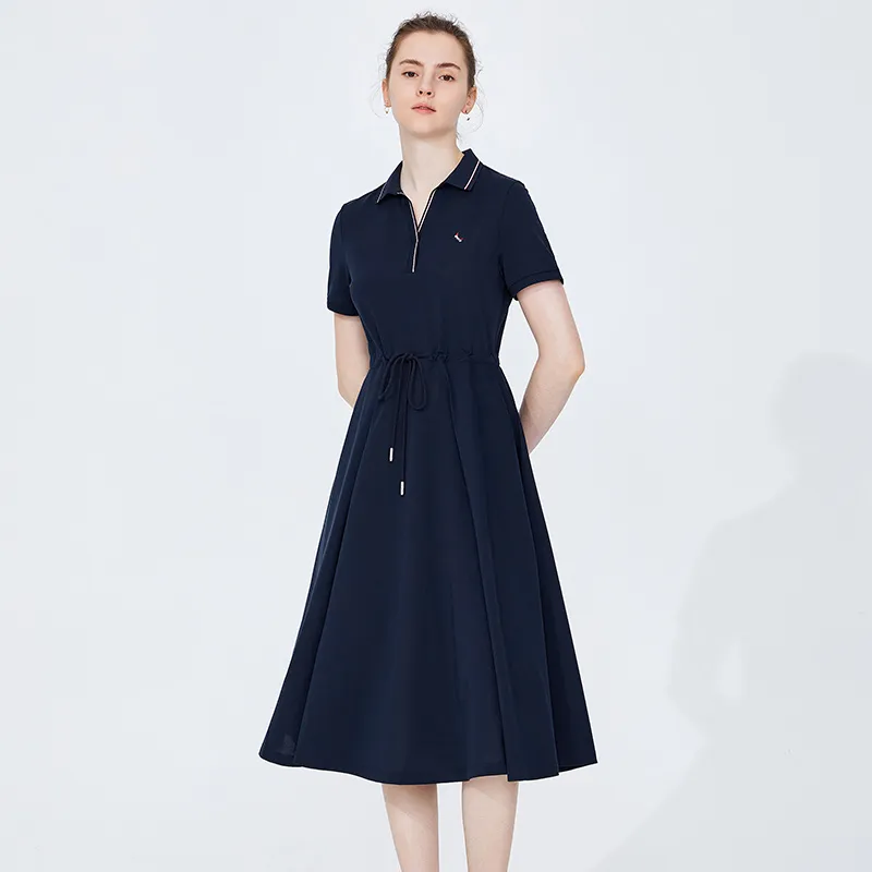 NAVIGARE Short Sleeved Dress Women's Navy Blue-5
