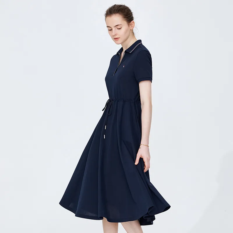 NAVIGARE Short Sleeved Dress Women's Navy Blue-3