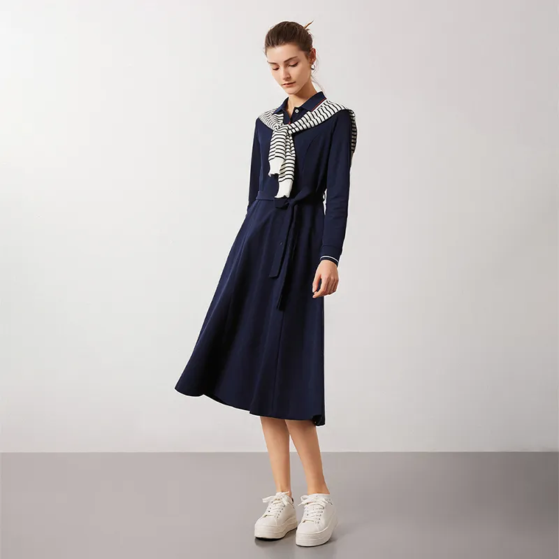 NAVIGARE Long Sleeved Dress Women's Marine Blue-5