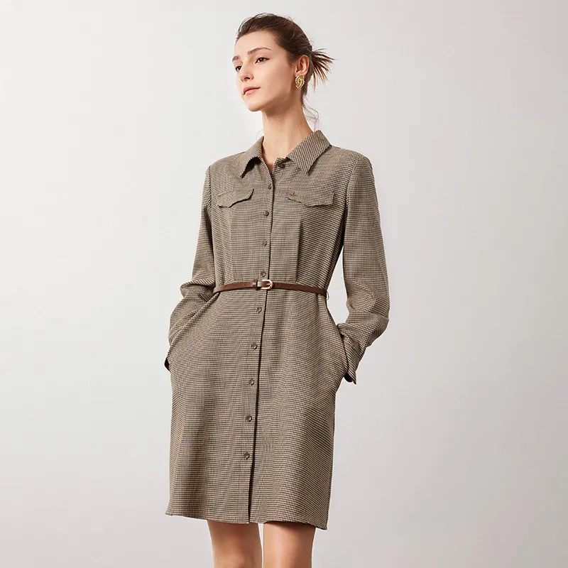 NAVIGARE Long Sleeved Dress Women's Oat Coffee/Black-5
