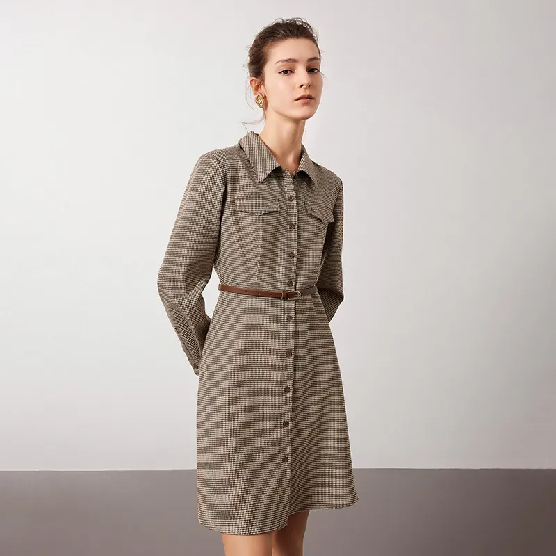 NAVIGARE Long Sleeved Dress Women's Oat Coffee/Black-2