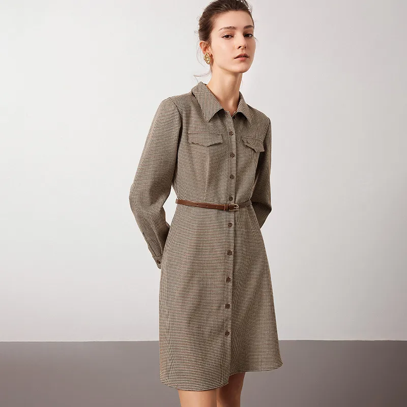 NAVIGARE Long Sleeved Dress Women's Oat Coffee/Black-4