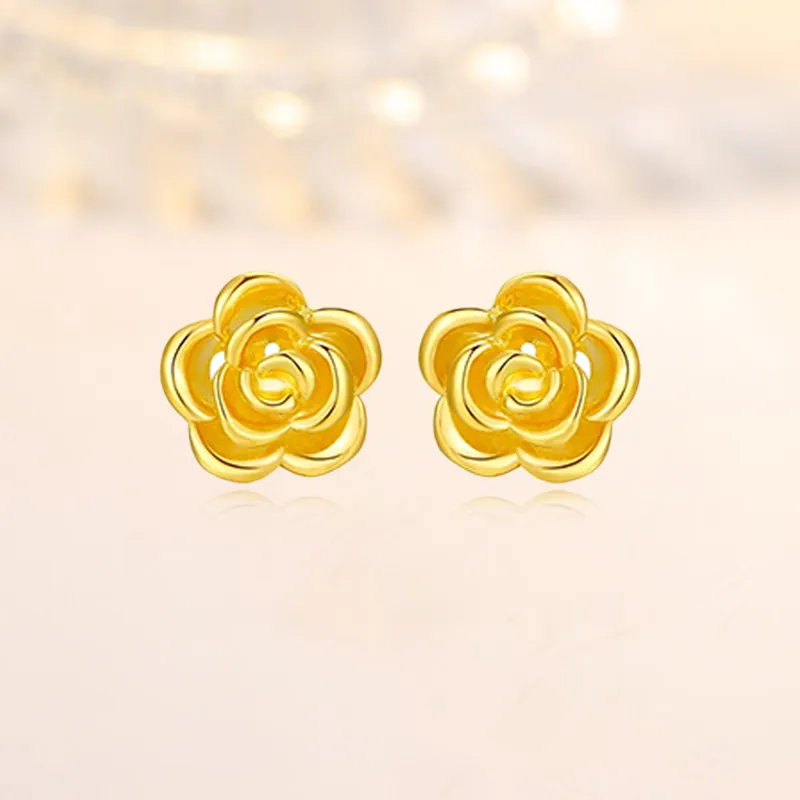 Bailijin 18K Gold Stud Earrings Unisex-4