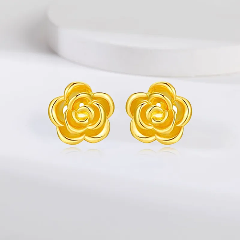 Bailijin 18K Gold Stud Earrings Unisex-3