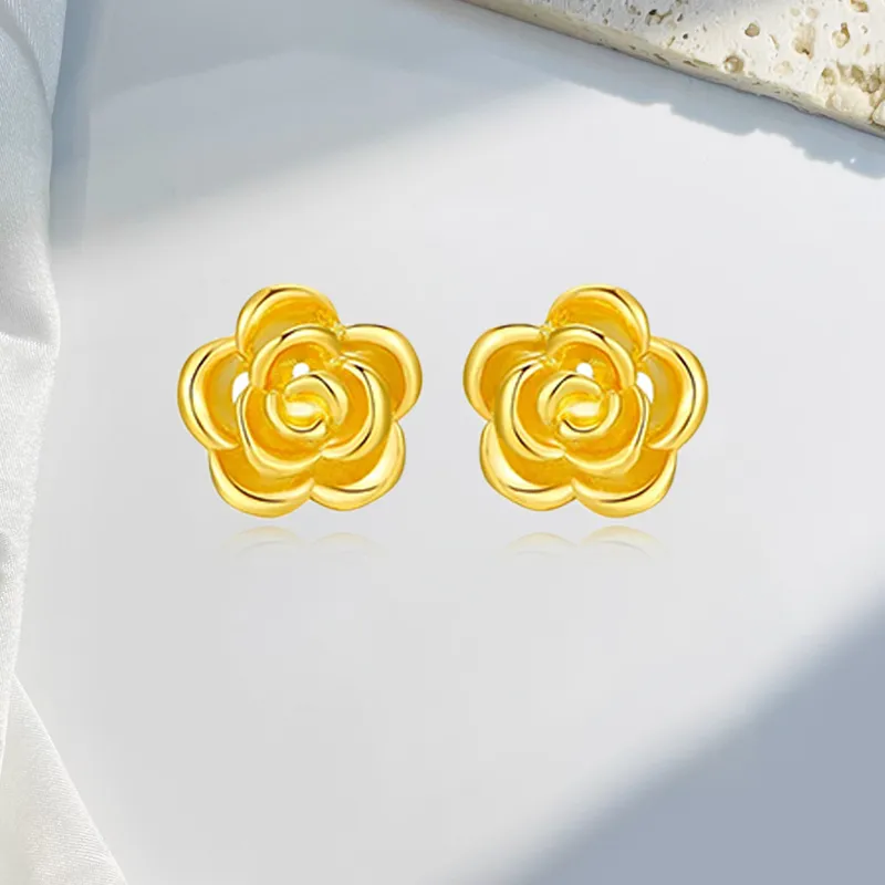 Bailijin 18K Gold Stud Earrings Unisex-1