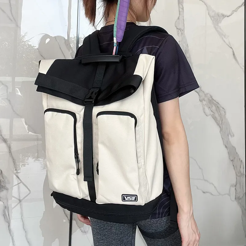 Venson Badminton Racket Bags 3 Pack Casual Backpack Ecru Unisex Independent Shoe Compartment With Front Storage Pocket-2