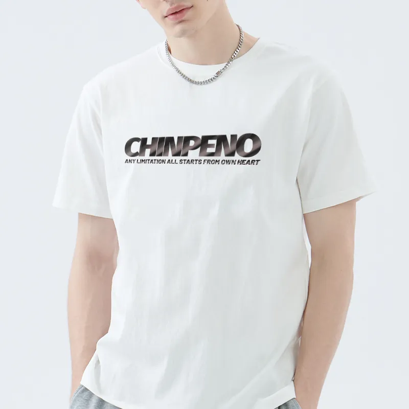 Chinpeno Letter Print American Casual Loose Fit Drop Shoulder Crew Neck Breathable Short Sleeved T Shirt Unisex-5
