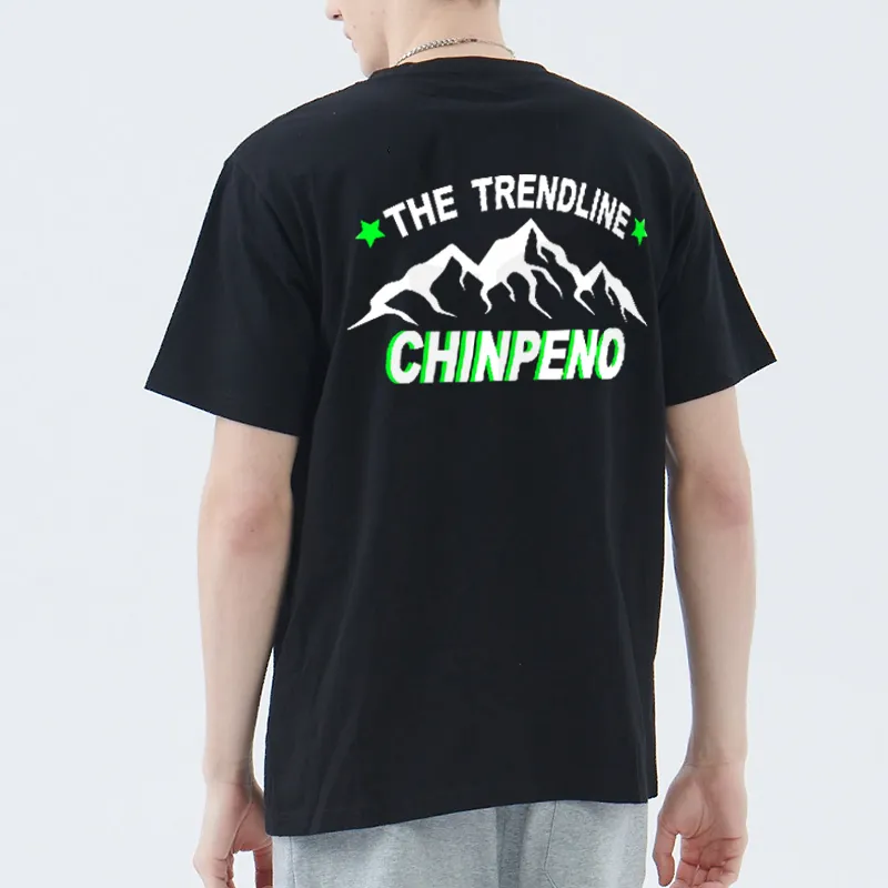 Chinpeno Brand Logo Letter American Loose Fit Drop Shoulder Crew Neck Breathable Short Sleeved T Shirt Unisex-5