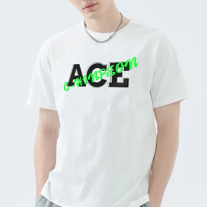 Chinpeno American Casual Letter Print Crew Neck Pullover Breathable Short Sleeved T Shirt Unisex-2