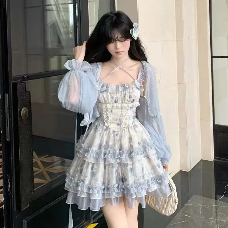 UTHA Short Sleeved Dress Women's Blue-5