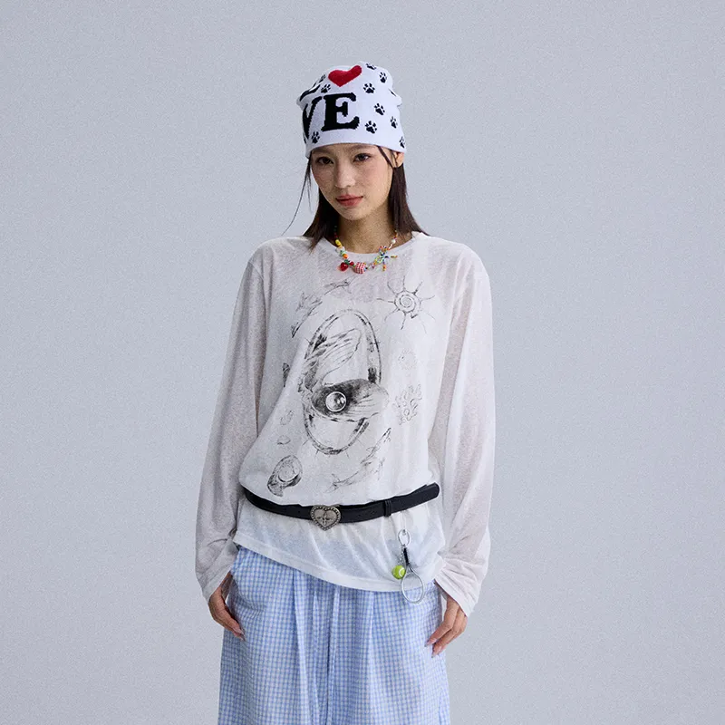 HEYABC T Shirts Women's White Shell Cover Up-2