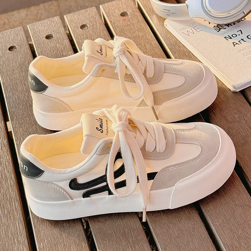 Miss Zhang Cushioning, Wear Resistant Low Top Skateboard Shoes Women's Beige Black-2