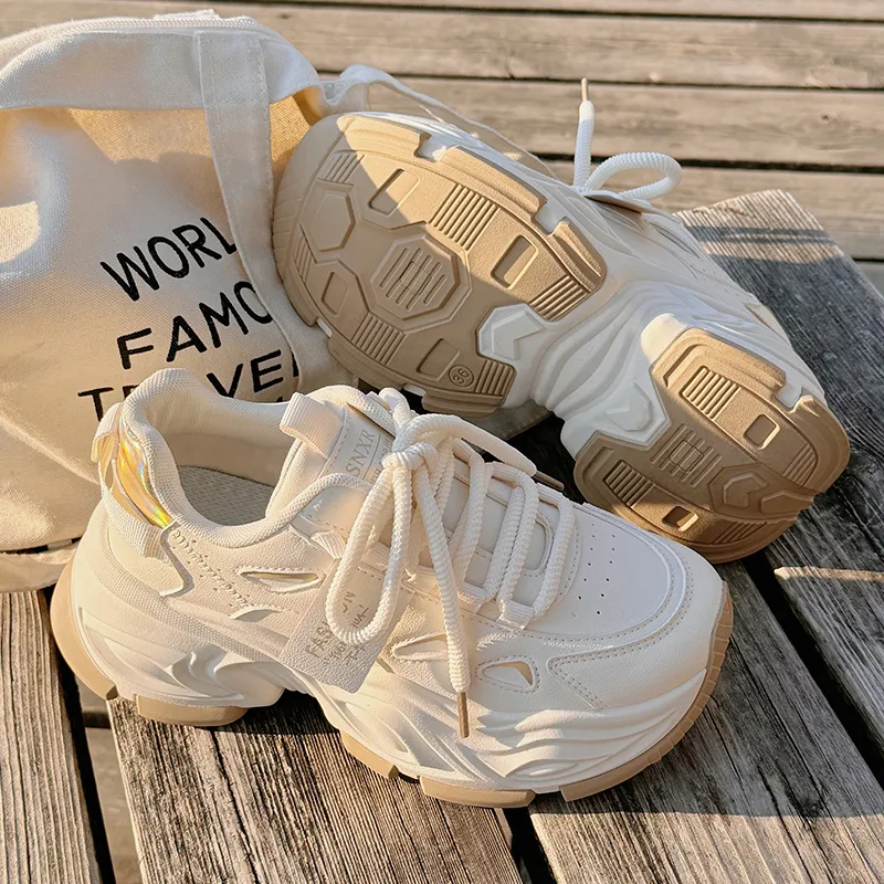 Miss Zhang Low Top Chunky Sneakers Women's Beige Gold-1