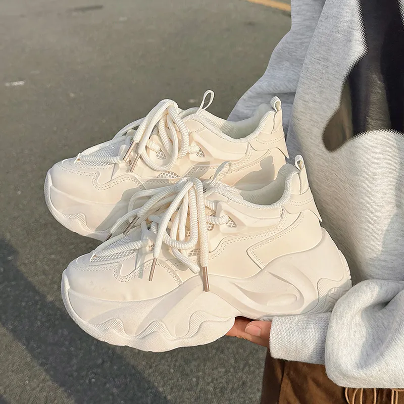 Miss Zhang Breathable Low Top Chunky Sneakers Women's Beige-8