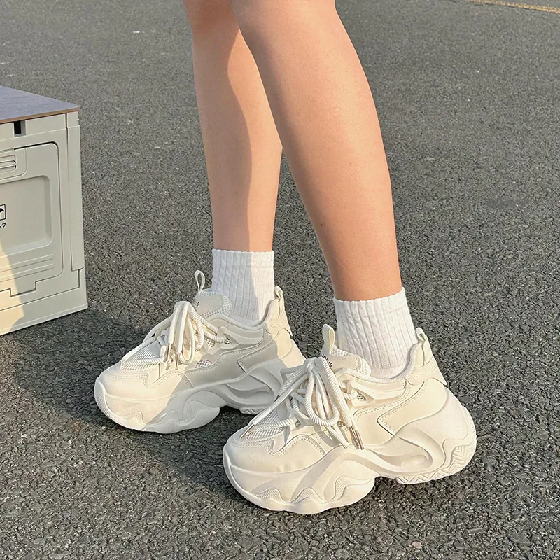 Miss Zhang Breathable Low Top Chunky Sneakers Women's Beige-10