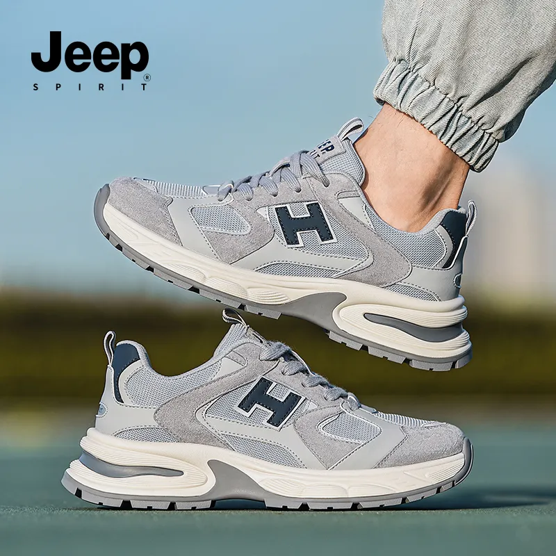 JEEP SPIRIT Height Increasing Wear Resistant Lightweight Slip Resistant Low Top Chunky Sneakers Men's Moon Dust Gray-7