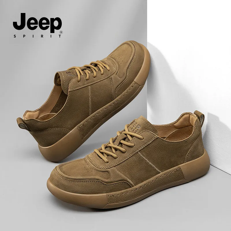 JEEP SPIRIT Slip Resistant Cushioning Wear Resistant Lightweight Low Top Skateboard Shoes Men's Coconut Brown-5