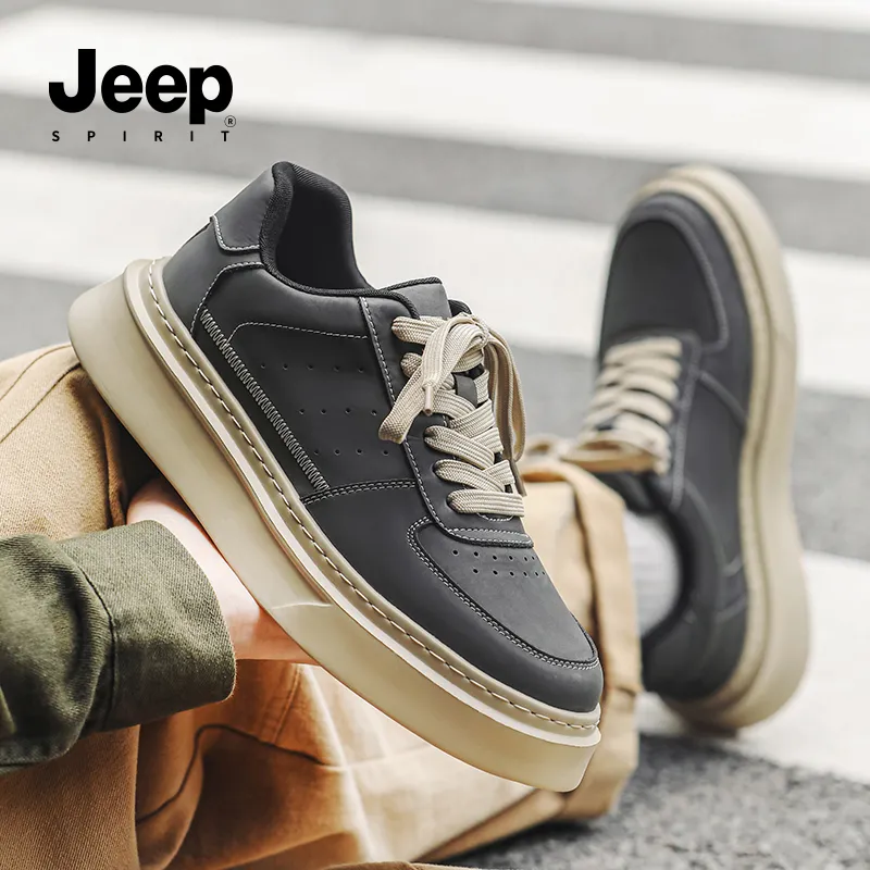 JEEP SPIRIT Lightweight Water Resistant Slip Resistant Wear Resistant Low Top Skateboard Shoes Men's Volcanic Gray-7