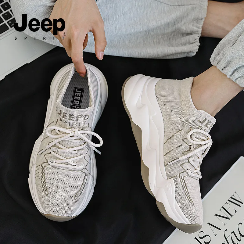 JEEP SPIRIT Wear-Resistant Breathable Coverage Balance Lightweight Low-Top Casual Shoes Men's Light Sandy-6