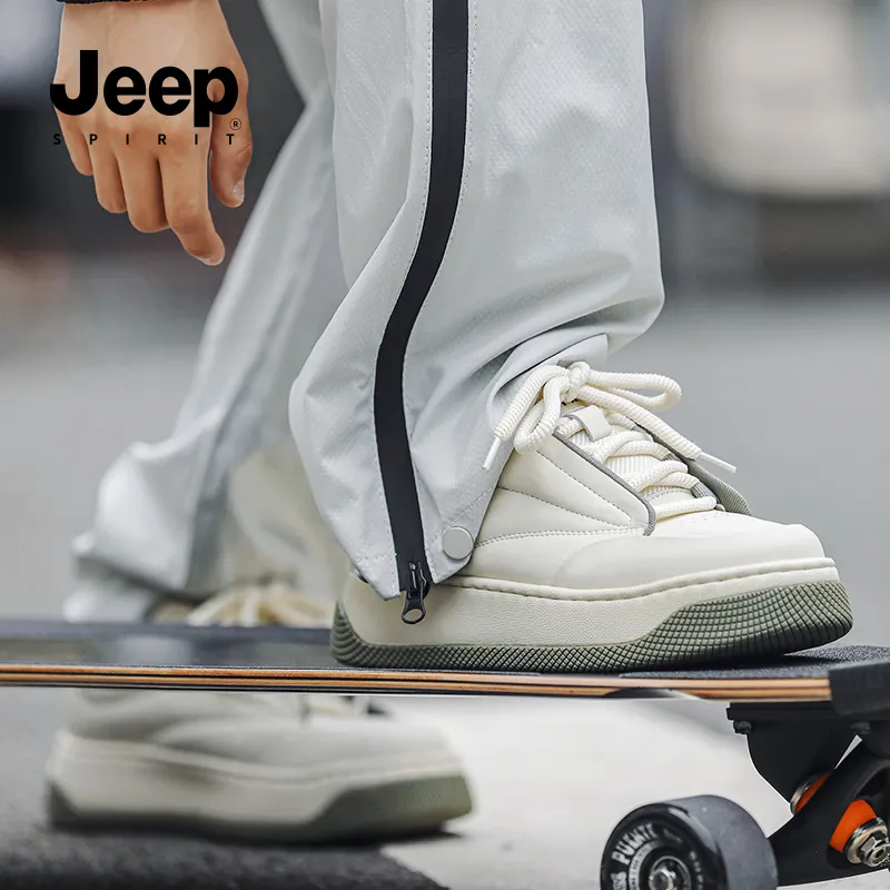 JEEP SPIRIT Skateboard Shoes Men Low Top Polar White-5