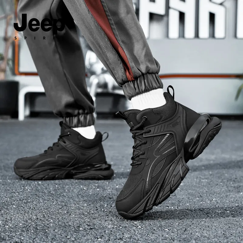 JEEP SPIRIT Cushioning Anti Slip And Wear Resistant Coverage Support High Top Outdoor Shoes Men's Graphite Black-6