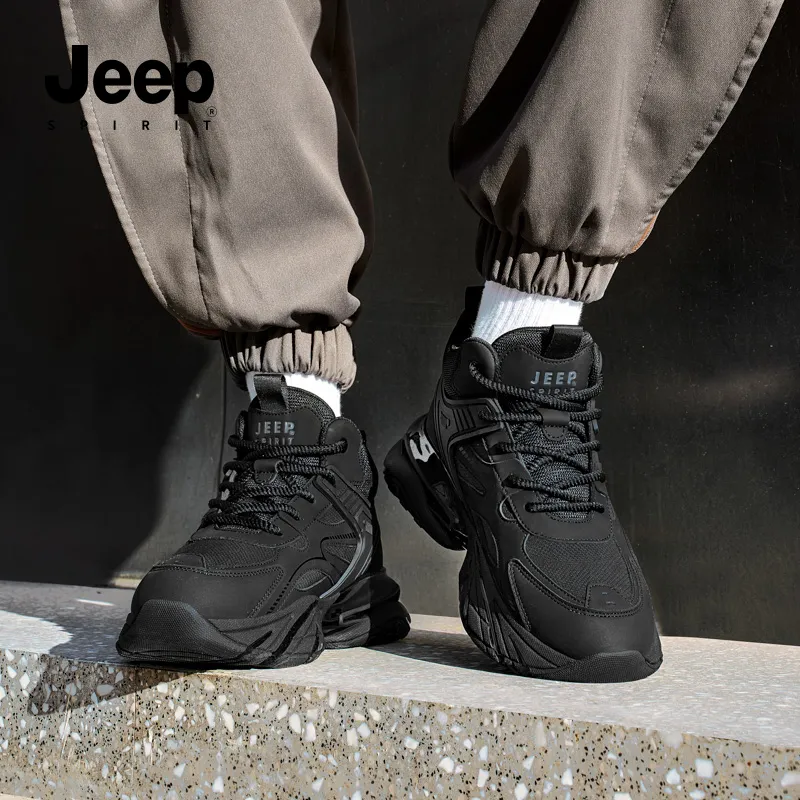 JEEP SPIRIT Cushioning Anti Slip And Wear Resistant Coverage Support High Top Outdoor Shoes Men's Graphite Black-7