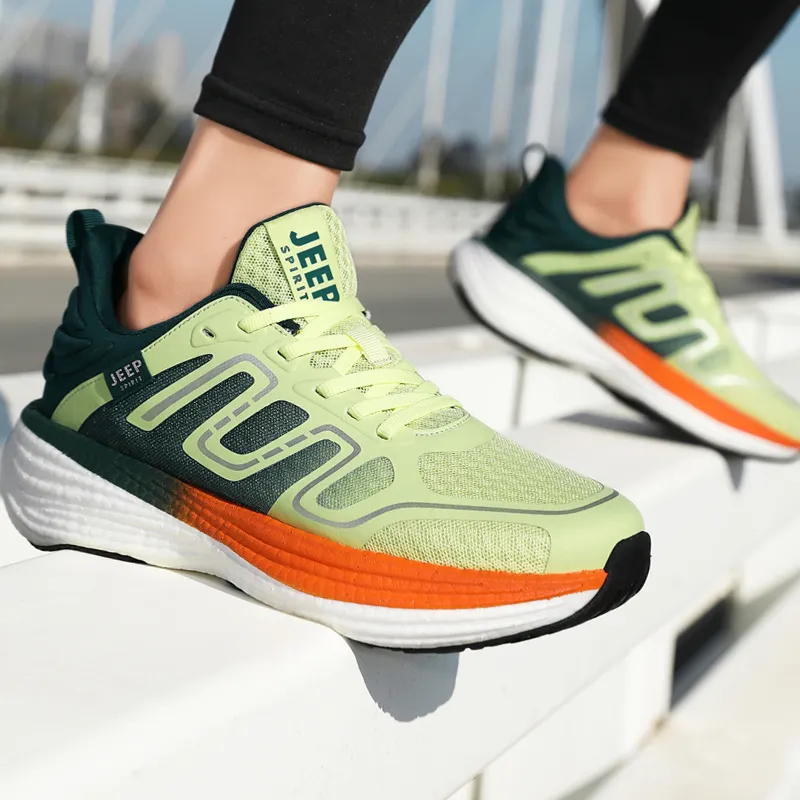 JEEP SPIRIT Cushioning Rebound Wear-Resistant Breathable Slip-Resistant Low-Top Running Shoes Unisex Gray Orange-6