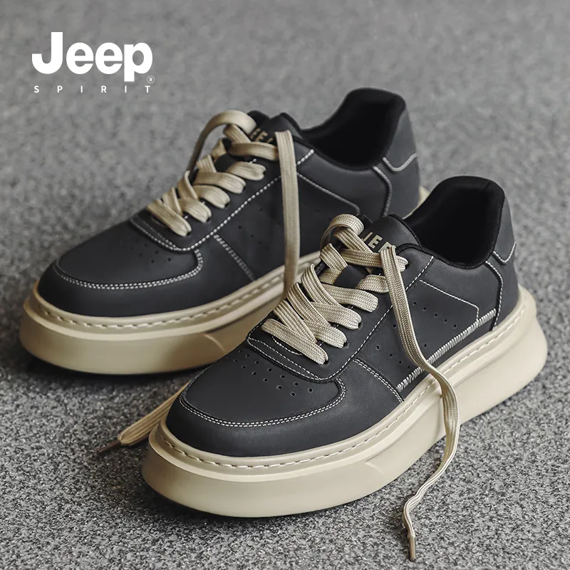JEEP SPIRIT Lightweight Water Resistant Slip Resistant Wear Resistant Low Top Skateboard Shoes Men's Volcanic Gray-6