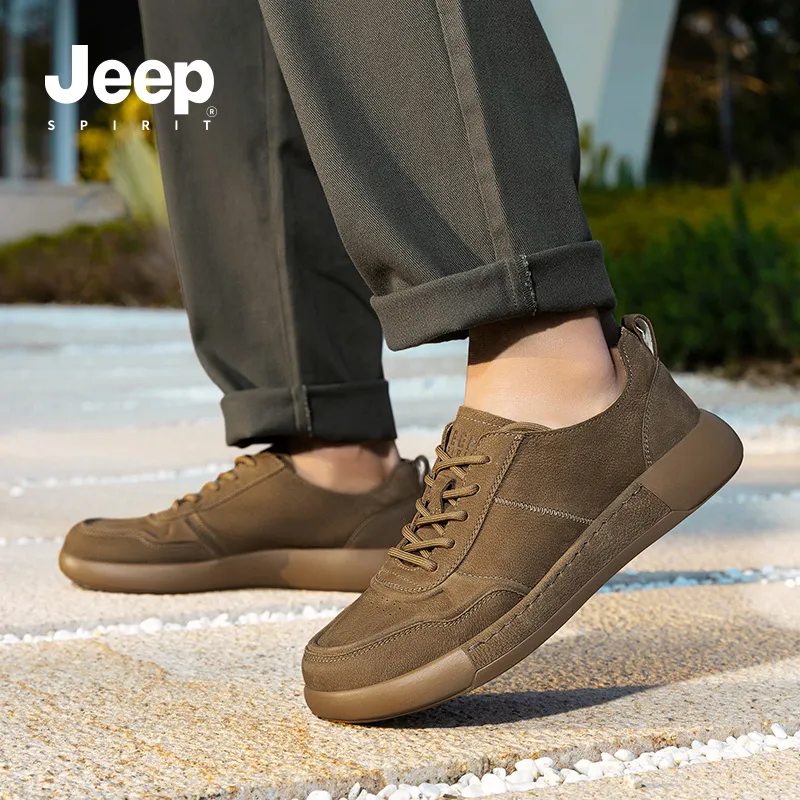 JEEP SPIRIT Slip Resistant Cushioning Wear Resistant Lightweight Low Top Skateboard Shoes Men's Coconut Brown-6