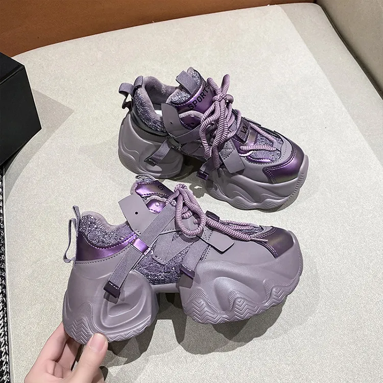 Handsome Running Sheep Cushioning Anti-Slip And Wear-Resistant Low-Top Chunky Sneakers Women's-4