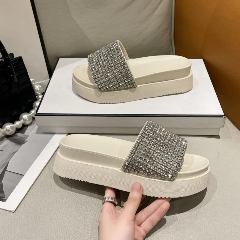 Handsome Running Sheep Rubber Sole Rhinestone Slip Resistant Slide Slippers Women's-4