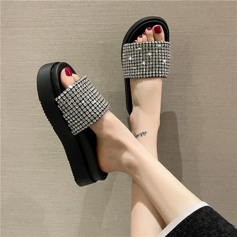 Handsome Running Sheep Rubber Sole Rhinestone Slip Resistant Slide Slippers Women's-7
