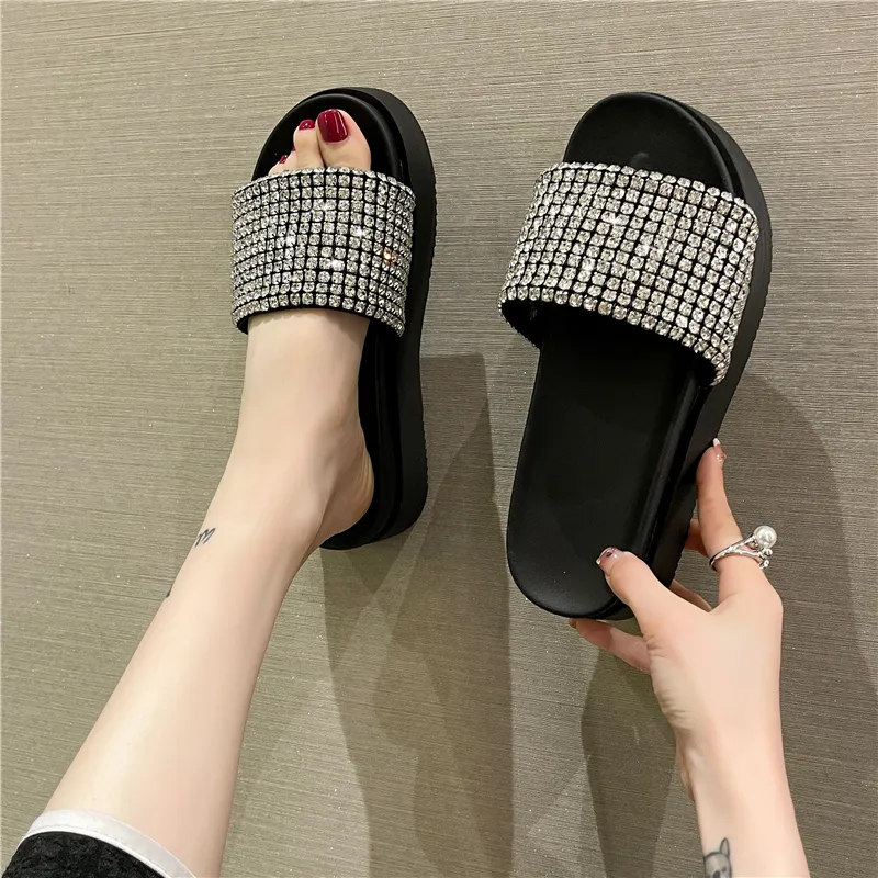 Handsome Running Sheep Rubber Sole Rhinestone Slip Resistant Slide Slippers Women's-6