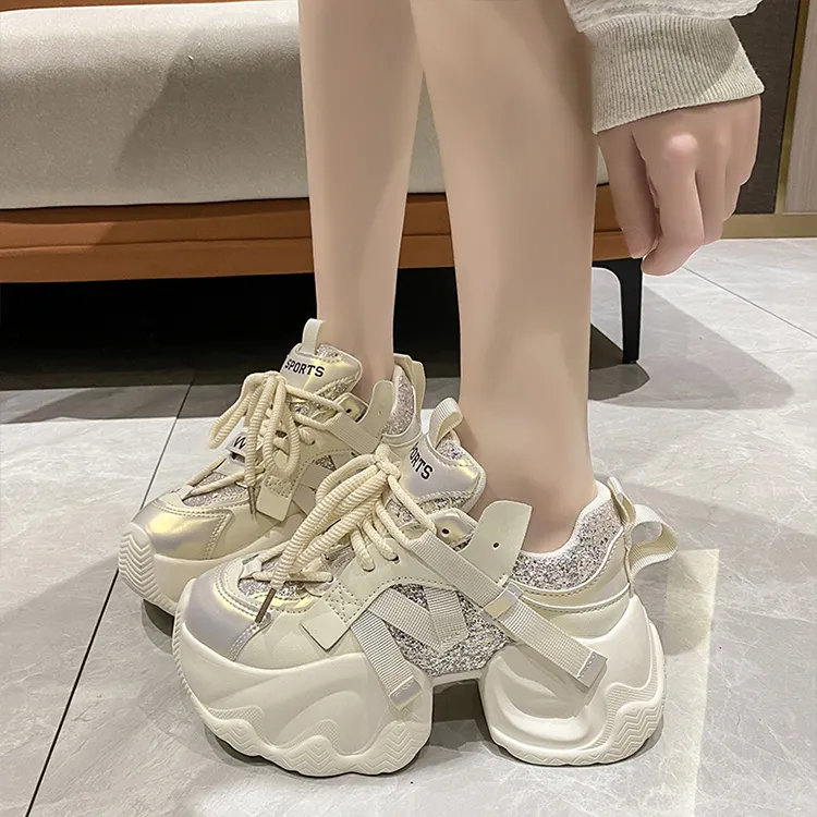 Handsome Running Sheep Cushioning Anti-Slip And Wear-Resistant Low-Top Chunky Sneakers Women's-1