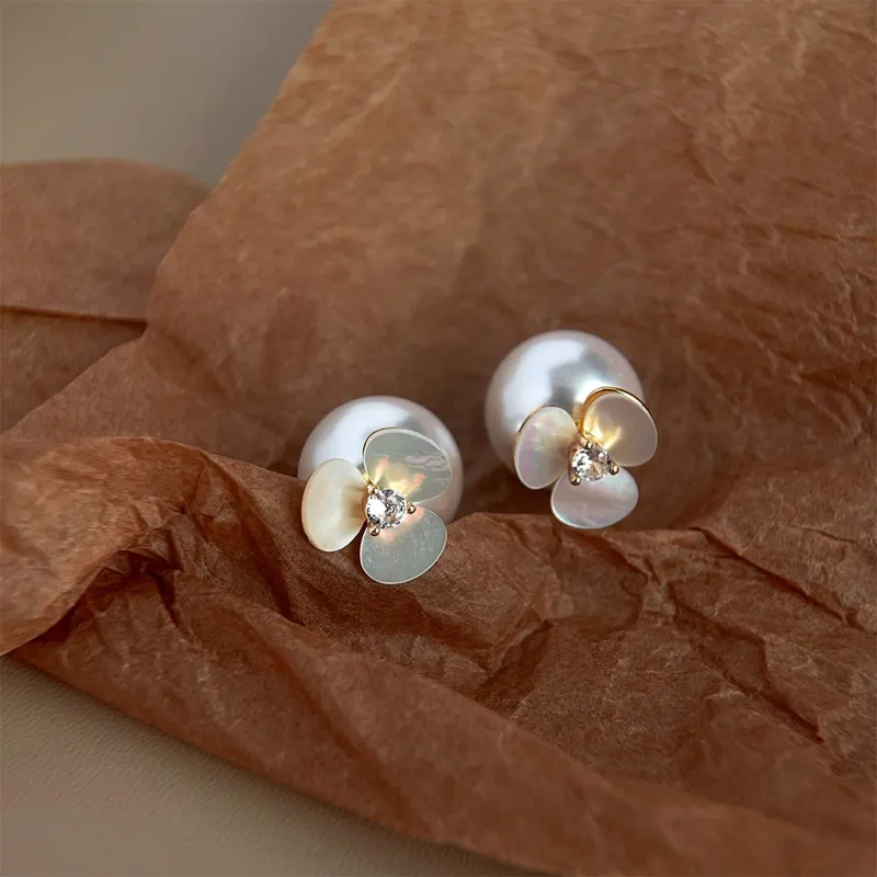 Yab Shell Pearl Stud Earrings Women's-1