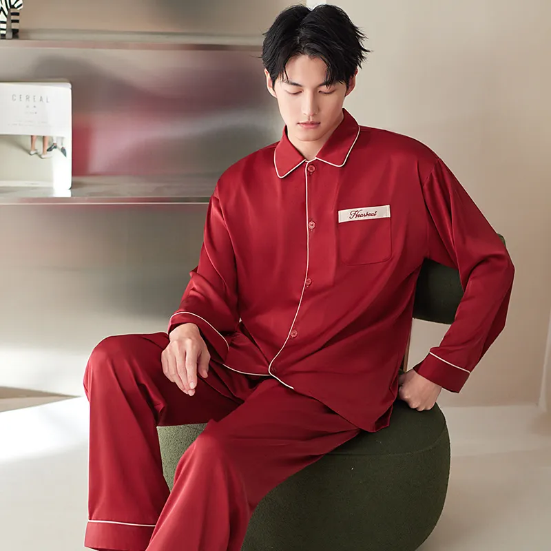 Xuan Liang Pajama Set Men's Gift Box Set Maroon-1