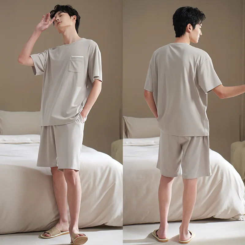Xuan Liang Pajama Set Men's Beige Gray-3