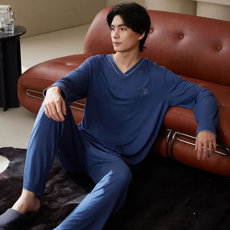 Xuan Liang Pajama Set Men's Vintage Blue-1