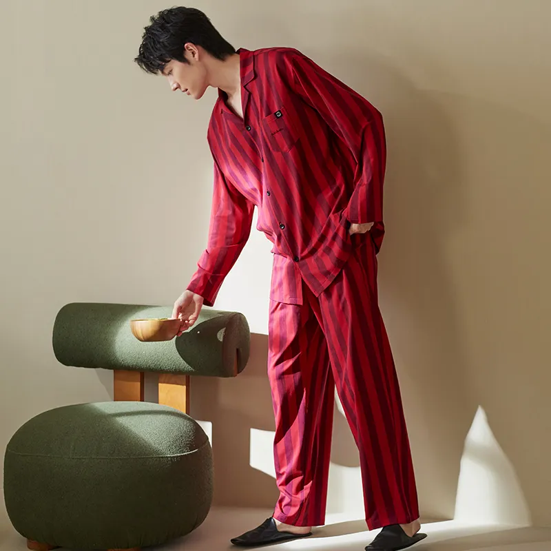 Xuan Liang Pajama Set Men's Gift Box Set Maroon-5