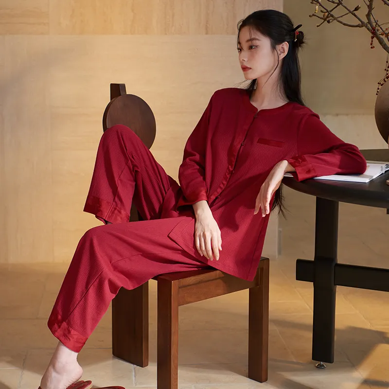 Xuan Liang Pajama Set Women's Gift Box Set Maroon-1
