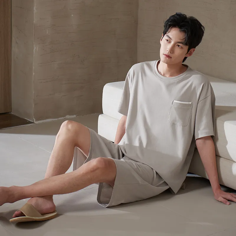 Xuan Liang Pajama Set Men's Beige Gray-1