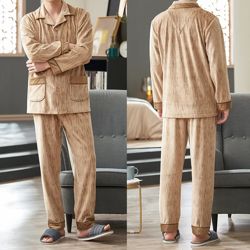 Xuan Liang Pajama Set Men's Light Coffee-1