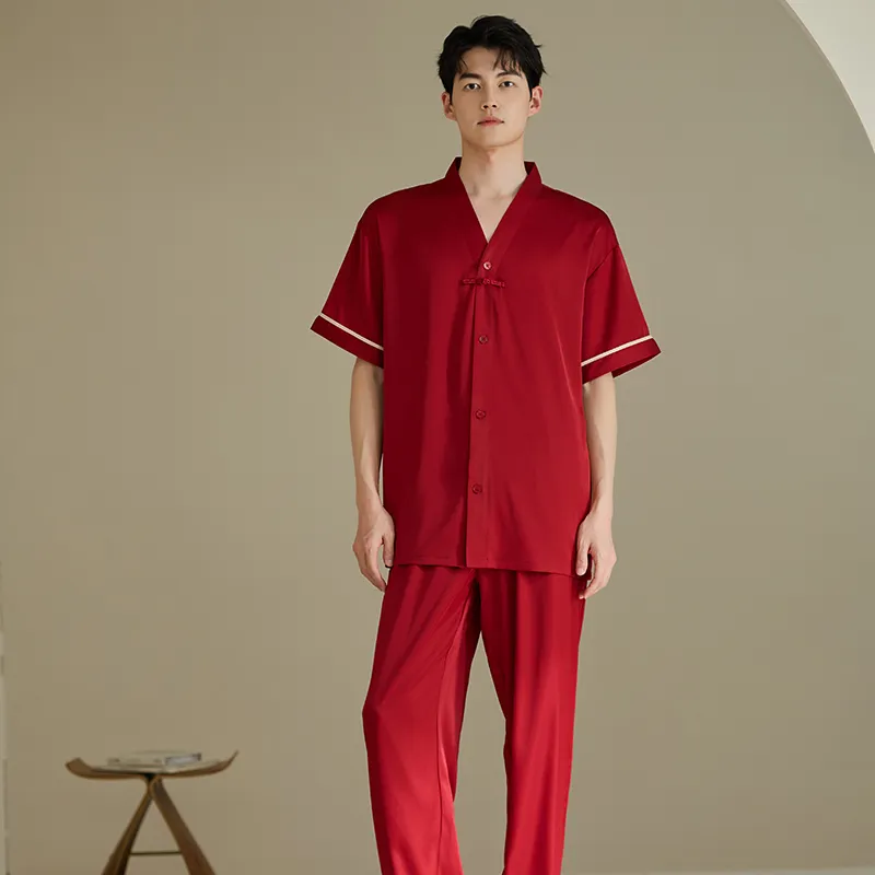 Xuan Liang Pajama Set Men's Gift Box Set Maroon-1
