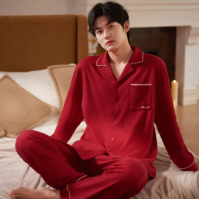 Xuan Liang Pajama Set Men's Gift Box Set Maroon-1