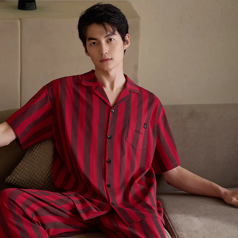 Xuan Liang Pajama Set Men's Gift Box Set Maroon-1