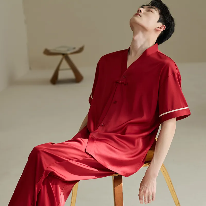 Xuan Liang Pajama Set Men's Gift Box Set Maroon-4
