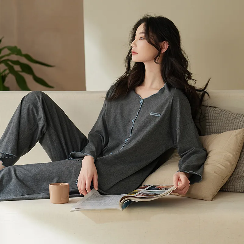 Xuan Liang Pajama Set Women's Dark Heather Gray-4